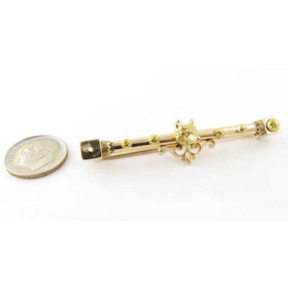 Antique Victorian 14 Karat Yellow Gold Fox Bar Pin #4198 - Picture 4 of 8